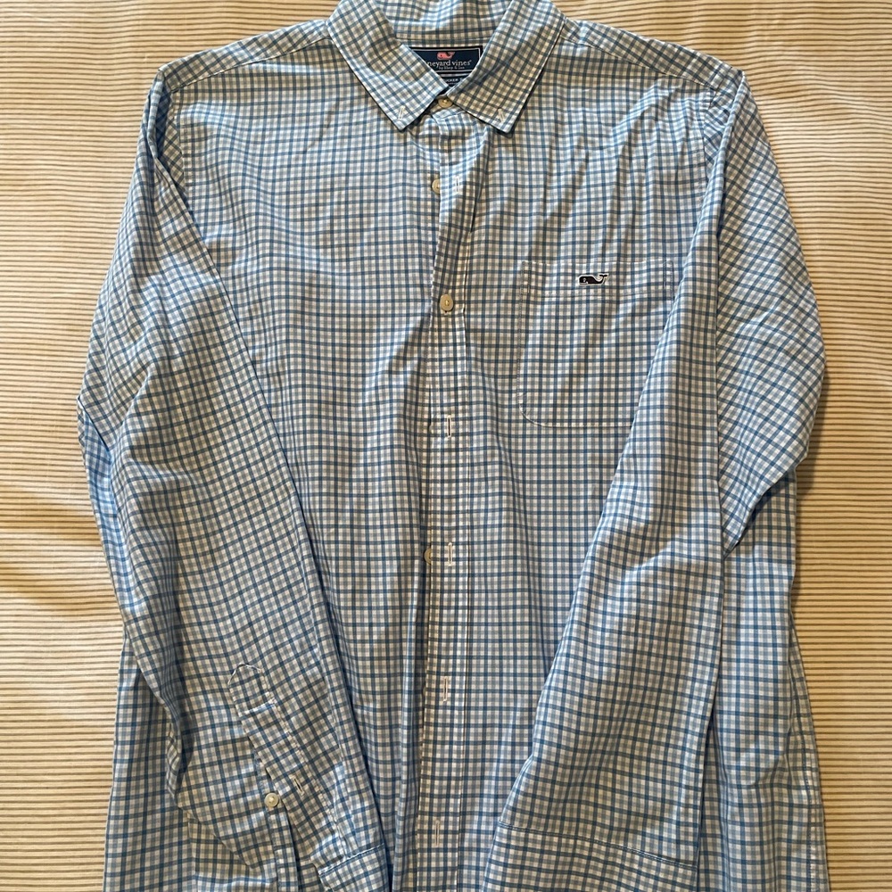 Vineyard Vines Men's Blue Checkered Shirt